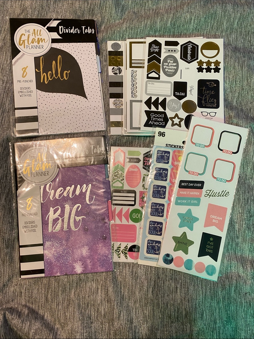 The All Glam Planner Divider Tabs (2 Sets) & Planner Stickers NEW